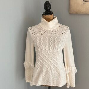 White House Black Market White Knit Mock Neck Sweater Women Size Small